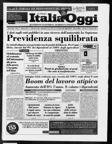 Italia oggi : quotidiano di economia finanza e politica